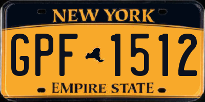 NY license plate GPF1512