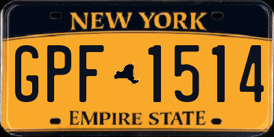 NY license plate GPF1514