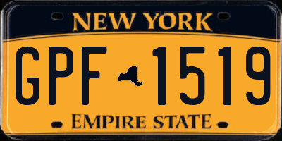 NY license plate GPF1519
