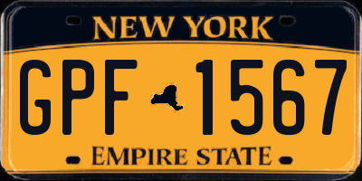 NY license plate GPF1567