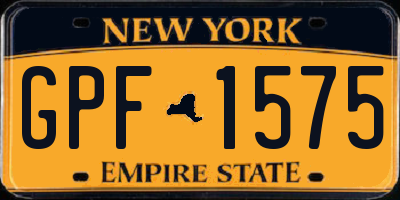 NY license plate GPF1575