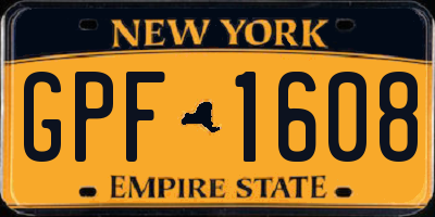 NY license plate GPF1608