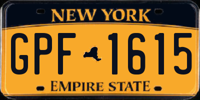 NY license plate GPF1615