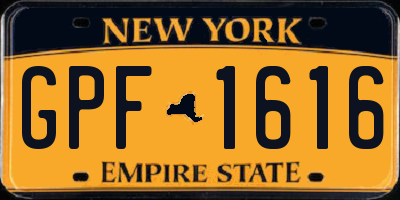 NY license plate GPF1616