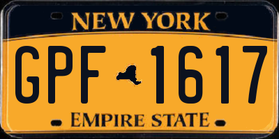 NY license plate GPF1617