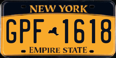 NY license plate GPF1618