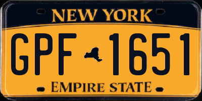 NY license plate GPF1651