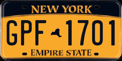 NY license plate GPF1701