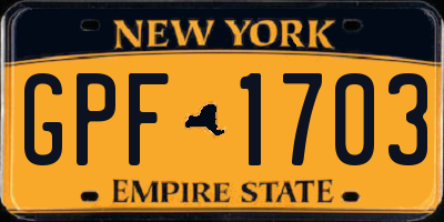 NY license plate GPF1703