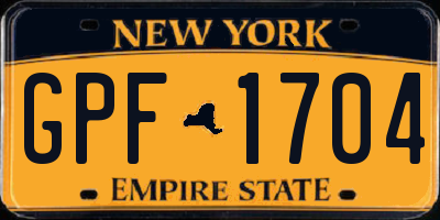 NY license plate GPF1704