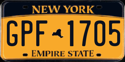 NY license plate GPF1705