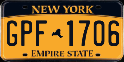 NY license plate GPF1706