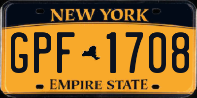 NY license plate GPF1708