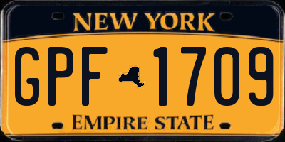 NY license plate GPF1709