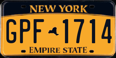 NY license plate GPF1714