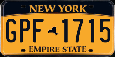 NY license plate GPF1715