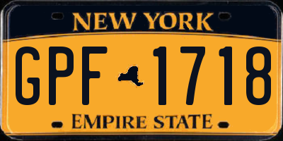 NY license plate GPF1718