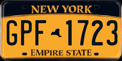 NY license plate GPF1723