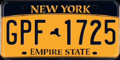 NY license plate GPF1725