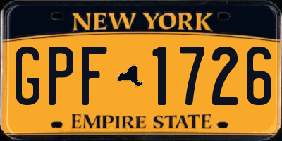 NY license plate GPF1726