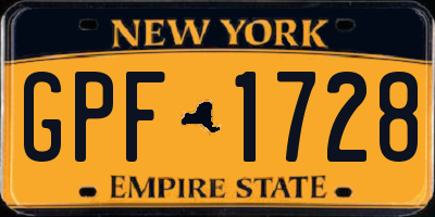 NY license plate GPF1728