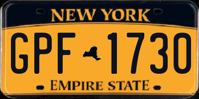 NY license plate GPF1730