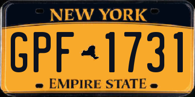 NY license plate GPF1731