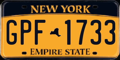 NY license plate GPF1733