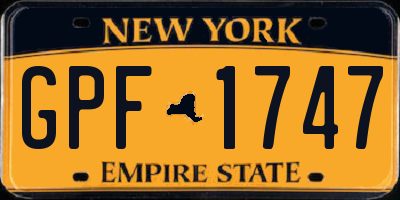 NY license plate GPF1747