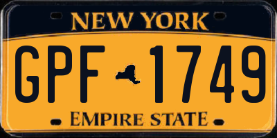 NY license plate GPF1749