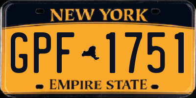 NY license plate GPF1751