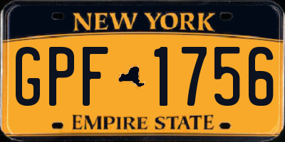 NY license plate GPF1756