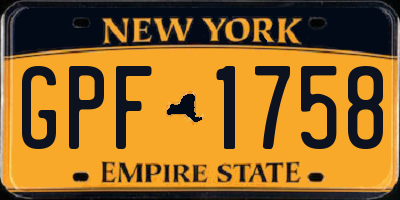 NY license plate GPF1758
