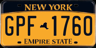 NY license plate GPF1760