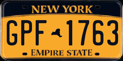 NY license plate GPF1763