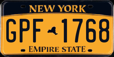 NY license plate GPF1768