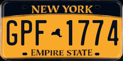 NY license plate GPF1774