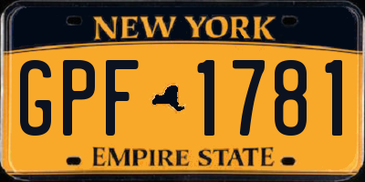 NY license plate GPF1781