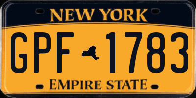 NY license plate GPF1783