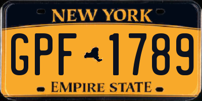 NY license plate GPF1789