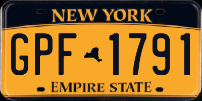 NY license plate GPF1791