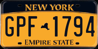 NY license plate GPF1794