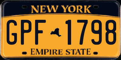 NY license plate GPF1798