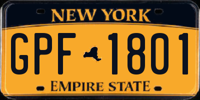 NY license plate GPF1801