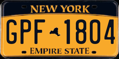 NY license plate GPF1804