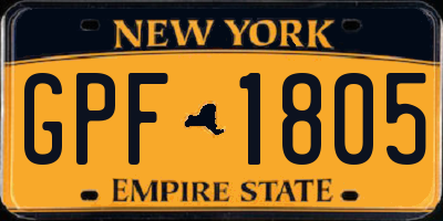 NY license plate GPF1805