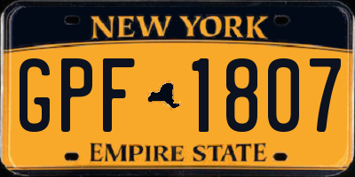 NY license plate GPF1807