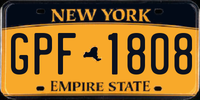NY license plate GPF1808