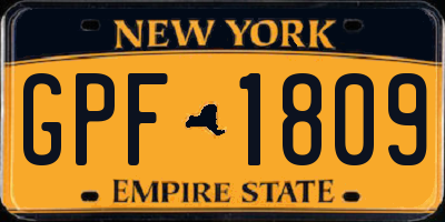 NY license plate GPF1809