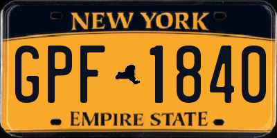 NY license plate GPF1840